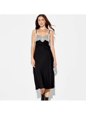 Lace-Trim Midi Slip Dress - NWT Wild Fable Size S
